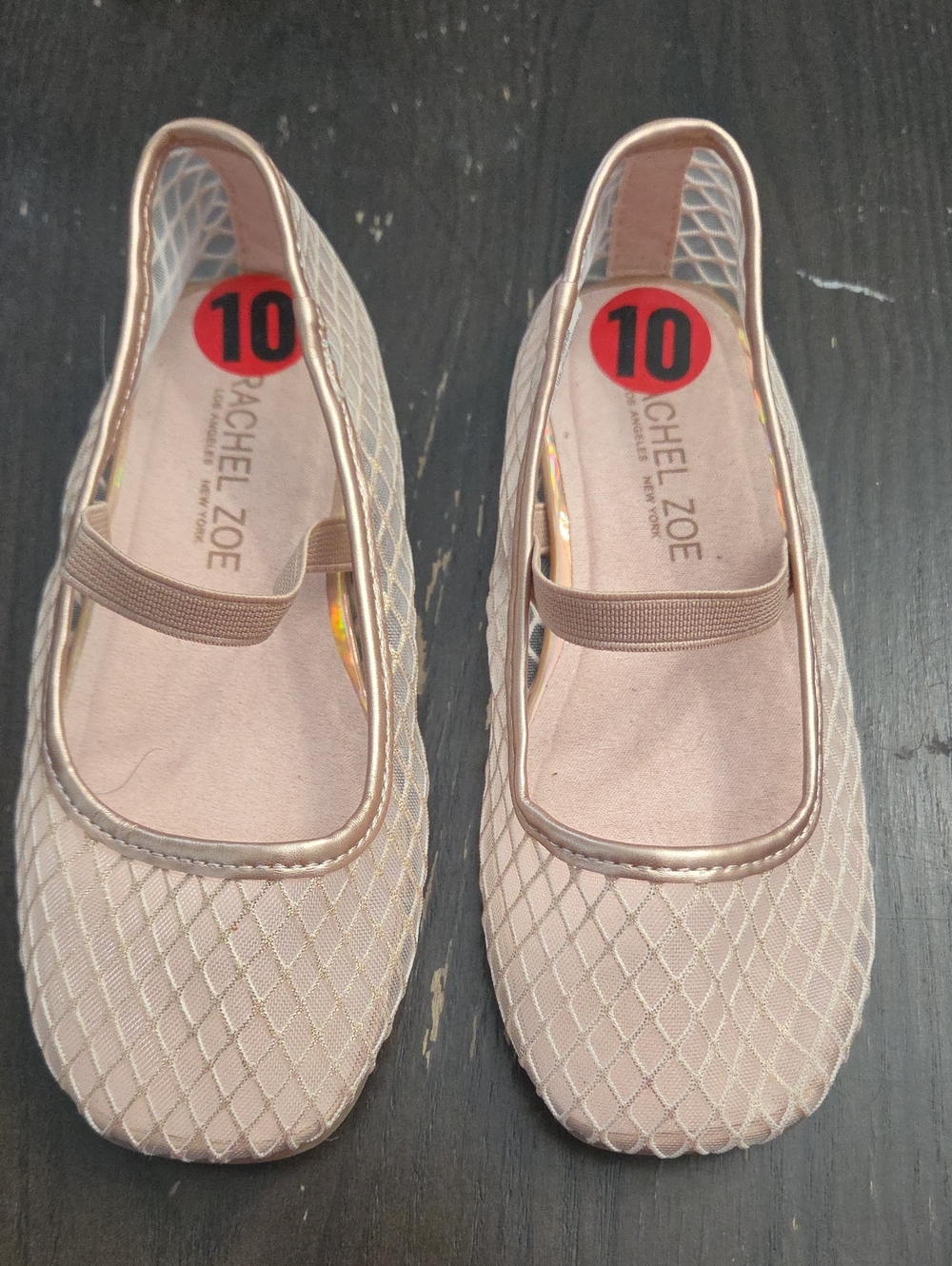 Rachel Zoe Beige Quilted Mary Jane Flats with Elastic Strap
